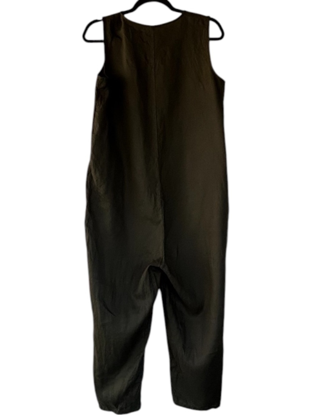 Eileen Fisher Organic Linen Jumpsuit Front Zip Sleeveless Size Small In Green - Picture 6 of 14
